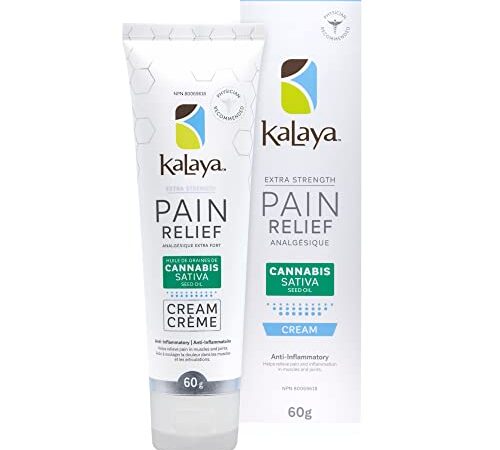 Kalaya Extra Strength Pain Relief Cream With Cannabis Sativa Seed Oil (60g Pack of 1) - Natural Active, Pain Blocking & Anti inflammatory Ingredients Suitable for Arthritis, Neck, Shoulder, Hand, Knee, Back, Joint & Muscle Pain