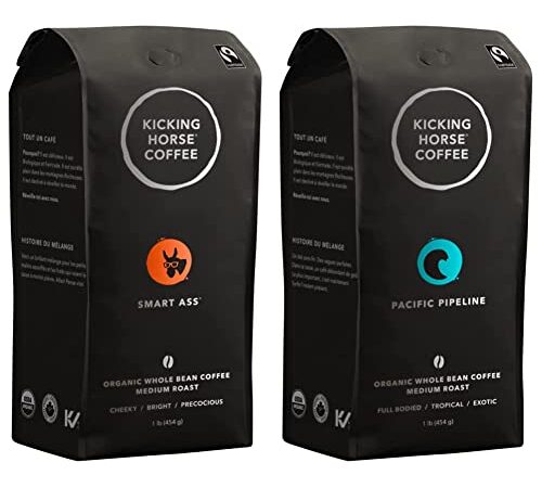 Kicking Horse Coffee, Smart Ass, Medium Roast, Whole Bean, 1 lb - Certified Organic, Fairtrade, Kosher Coffee & Kicking Horse Coffee, Pacific Pipeline, Medium Roast, Whole Bean