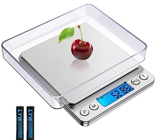 Kitchen Scale, 500g by 0.01Gram/0.001Ounce Small Digital Food Scale, High Precise Measuring Scale for Food Ounces and Grams, LCD Display(Batteries Included)