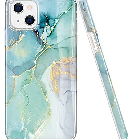 luolnh Gold Glitter Sparkle Case Compatible with iPhone 14 Case Marble Design Shockproof Slim Soft Silicone TPU Bumper Cover Phone Case for iPhone 14 6.1 Inch 2022-Abstract Mint