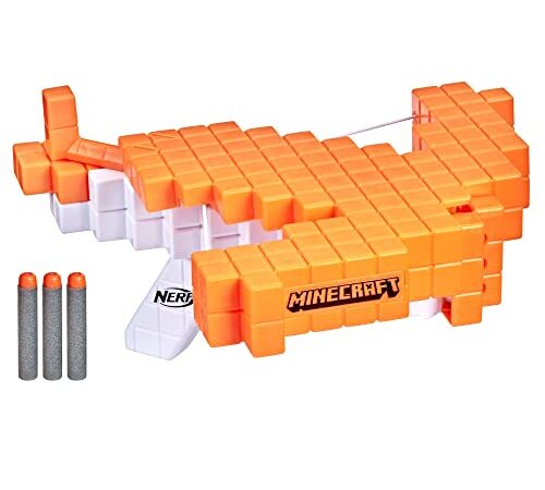 NERF Minecraft Pillager's Crossbow, Dart-Blasting Crossbow, Includes 3 Elite Darts, Real Crossbow Action, Pull-Back Priming Handle