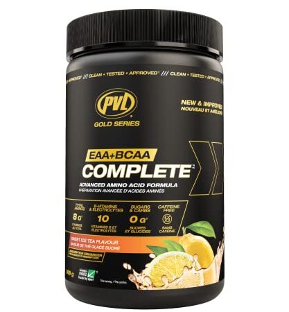 PVL EAA + BCAA COMPLETE | Pre, Intra or Post Workout – EAA/BCAA + L-Arginine, Amino Acid Supplement – Helps Build Muscle, Protein Synthesis – Keto Friendly – 369 g (30 servings) – Sweet Iced Tea