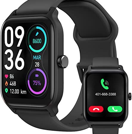 Smart Watch for Men Women with Bluetooth Call, Alexa Built-in1.8 DIY Dial with Blood Oxygen Heart Rate Sleep Fitness Tracker Notification Weather 100 Sport Modes Smartwatch for Android iOS Phone