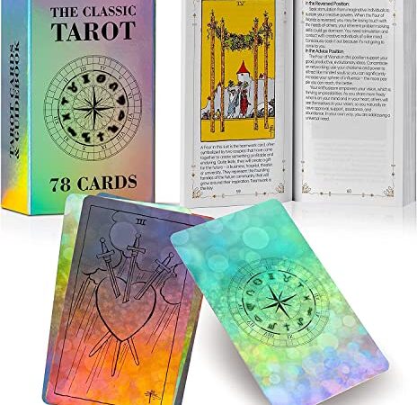 Tarot Cards for Beginners,78 Original Tarot Cards Deck with Guide Book,Tarot Card Standard Size 4.75" x 2.76" (Multicolored)