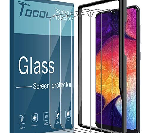 TOCOL 3 Pack Compatible for Samsung Galaxy A50 and Galaxy A30 Tempered Glass Screen Protector - Alignment Frame Easy Installation Case Friendly