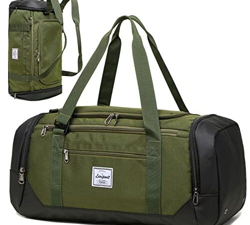 Travel Duffle Bag for Men 40L Sports Gym Bag with Wet Pocket & Shoes Compartment Weekender Overnight Backpack for Traveling Duffel Bag Backpack for Women, Green