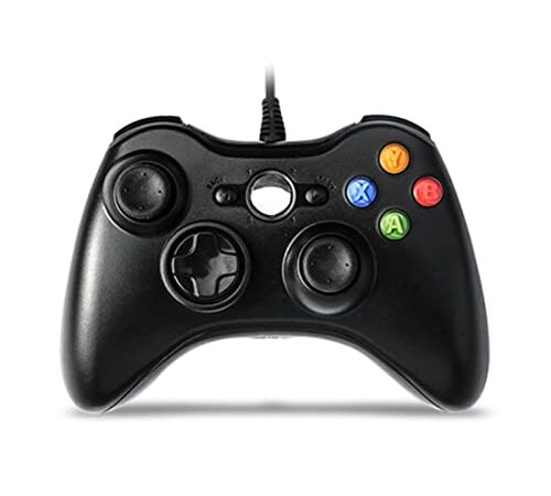 Wired Controller for Xbox 360, Vibration Wired Joystick Gaming Controller, Universal Gamepad Compatible with Android PC, Black