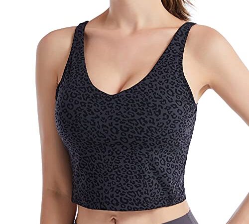 Women’s Longline Crop Sports Bra Padded Yoga Bras Fitness Workout Running Tank Top