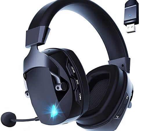 Acinaci Wireless Gaming Headset with Detachable Noise Cancelling Microphone, 2.4G Bluetooth - USB - 3.5mm Wired Jack 3 Modes Wireless Gaming Headphones for PC, PS4, PS5, Mac, Switch, Phone, Tablet