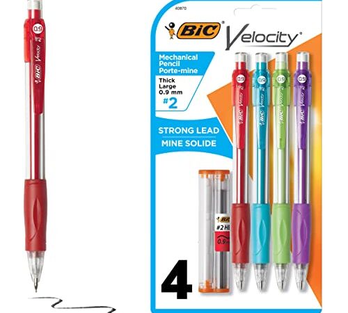 BiC MVP41-BLK Velocity Original Mechanical Pencil, Black, 0.9-Millimeter, 4-Pack