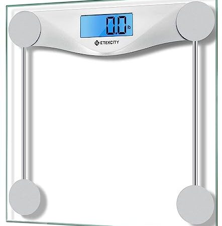 Etekcity Digital Body Weight Bathroom Scale, Large Blue LCD Backlight Display, High Precision Measurements,6mm Tempered Glass, 400 Pounds