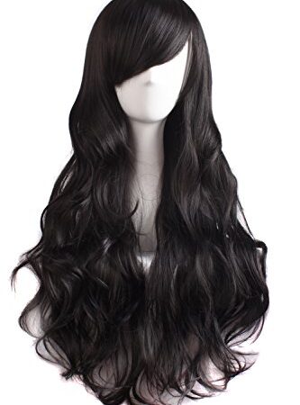 MapofBeauty 28 Inch/70 cm Charming Women's Long Curly Full Hair Wig (Black)