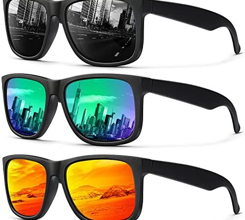 Mens Sunglasses Polarized UV Protection, Vintage Sunglasses for Men Women UV Protection for Outdoor Fishing Driving (Grey/Green/Orange)