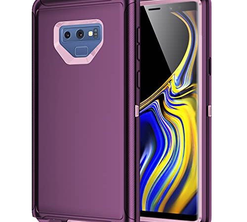 Mieziba for Galaxy Note 9 Case,Shockproof Dropproof Dustproof,3-Layer Full Body Protection Heavy Duty High Impact Hard Cover Case for Samasung Galaxy Note 9,Purple/Pink
