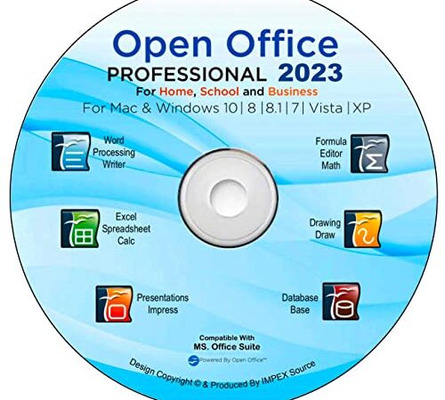 Open Office Suite 2023 Professional Edition CD DVD 100% compatible with Microsoft® Word® and Excel® for Windows 10, 8, 7, Vista, XP And Mac OS X