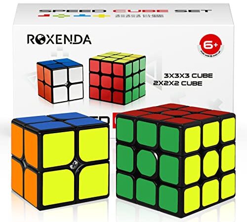 Speed Cube Set ROXENDA Magic Cube Set of 2x2x2 3x3x3 Cube Smooth Puzzle Cube