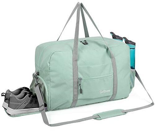 Sports Gym Bag with Wet Pocket & Shoes Compartment, Workout Travel Duffel Bag for Men and Women Lightweight,Mint Green