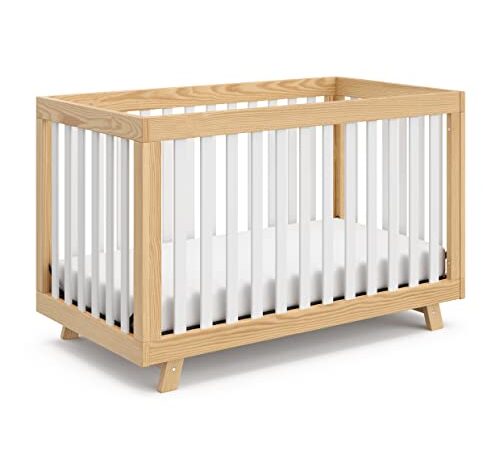 Storkcraft Beckett 3-in-1 Convertible Crib (Natural with White Slats) – Converts from Baby Crib to Toddler Bed and Daybed, Fits Standard Full-Size Crib Mattress, Adjustable Mattress Support Base