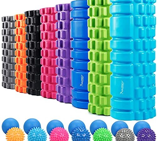 SYOURSELF Foam Roller for Muscle Massage-13" x 5.5", EVA, Trigger Point-Deep Tissue, Myofascial Release, Physical Therapy for Pain Relief, Exercise, Yoga, Pilates+Instructions, Carry Bag(Black)