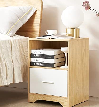 YMYHOUSE Night Stand, Side Table, Functional End Table with Drawer (Wood Color)